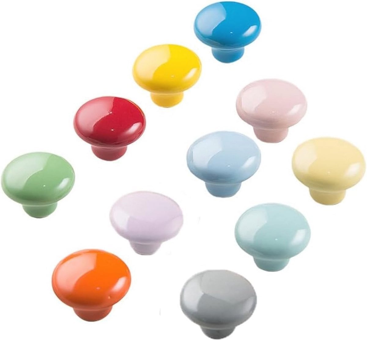 Set van 20 keramische kabinetknoppen voor meubels in 10 verschillende kleuren