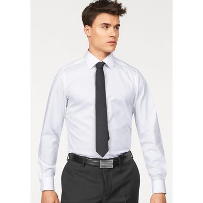 Langarmhemd BRUNO BANANI "Slim-fit", Herren, Gr. 37/38 (S), D-Gr, weiß, Obermaterial: 97% Baumwolle, 3% Elasthan, unifarben, Basic, schmal normal, Ärmel mit Ärmelschlitz runde 2-Knopf-Manschette verstellbar, Hemden, Formbeständig durch Elastananteil