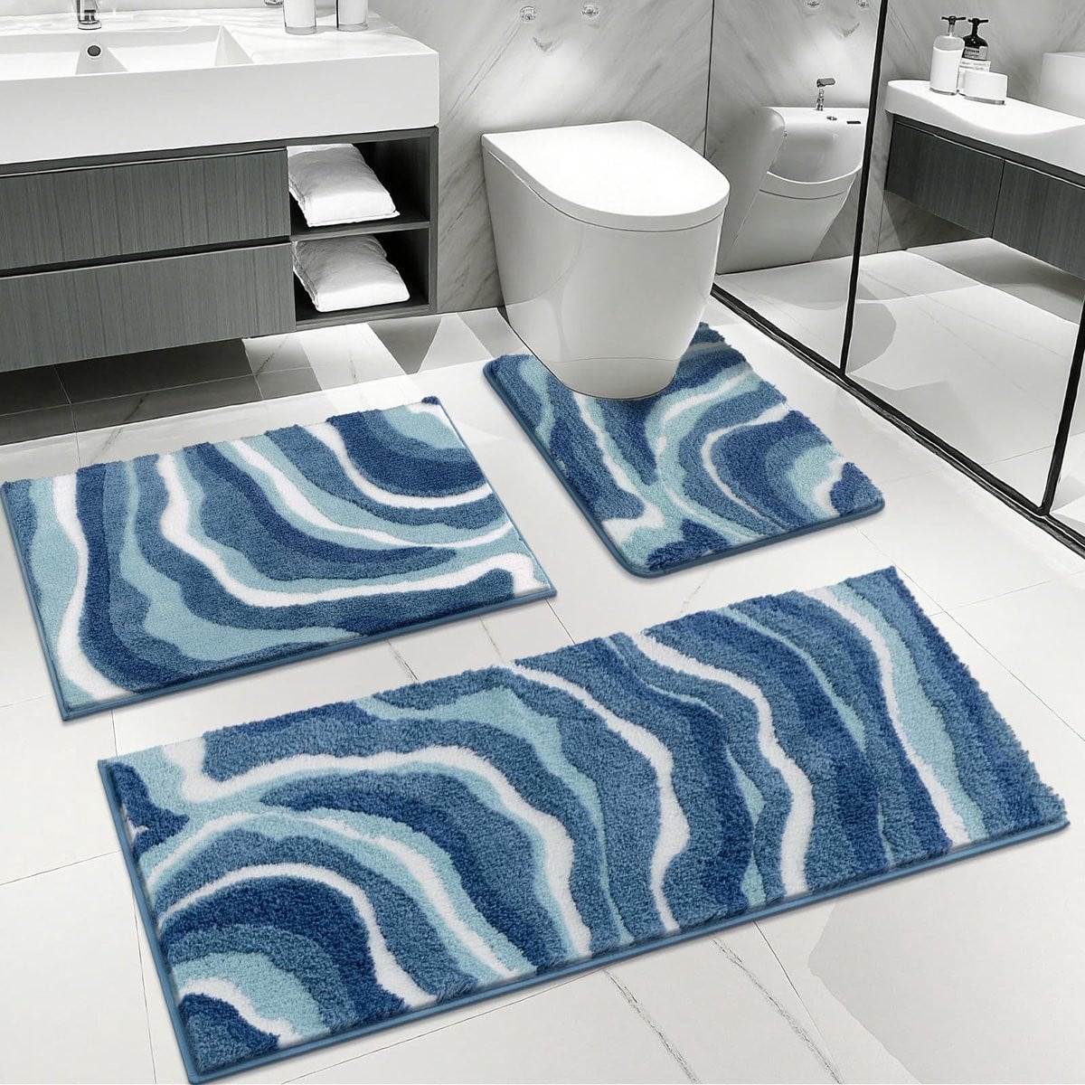 Dailygoods Badmatset 3-delig - Antislip - Zachte Microvezel - Super Absorberend - Wasbaar