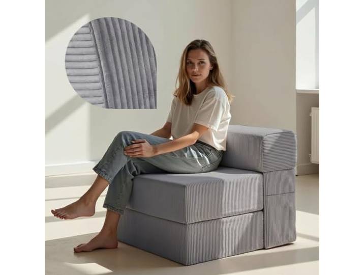 Schlafsessel mit Bettfunktion 75 cm – bequemes Gästebett, Cord, faltbar 2-in-1 Schlafsofa & Gästebett · tagsüber Sofa, nachts Bett · bequem & stabil · Cord-Bezug abnehmbar & waschbar · OEKO-TEX