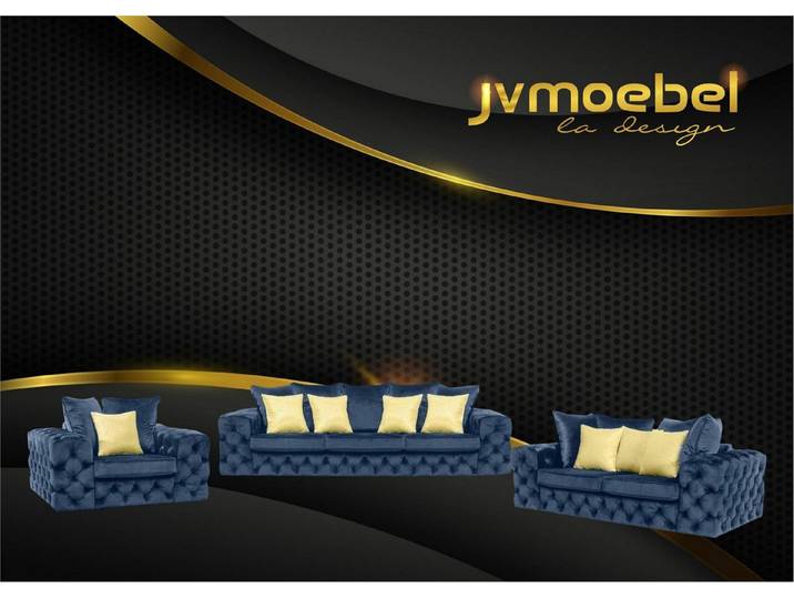 JVmoebel Chesterfield-Sofa Blaues Leder-Textil Sofa mit Chesterfield-Design von JVmoebel, Set, Made in Europa