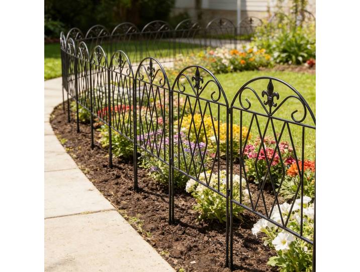 Outsunny Barrières Jardin Métal Noir 125x56cm Ensemble de 4
