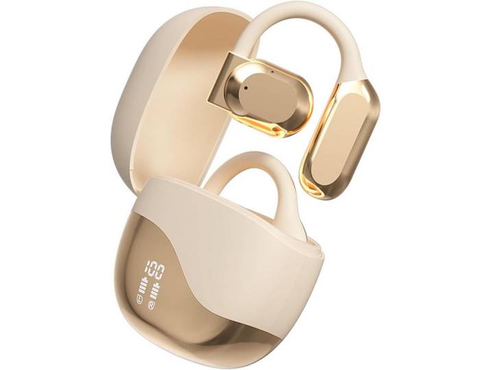 FELIXLEO AI Übersetzer Ohrhörer 144 Sprachen Echtzeit Open Ear Beige On-Ear-Kopfhörer