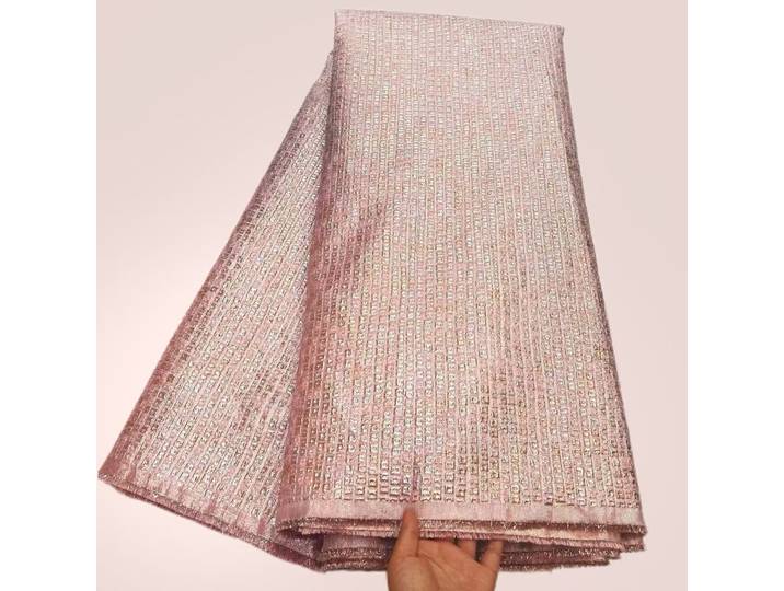 Tissu en dentelle Jacquard brocart, 5Yards, dentelle dorée française de haute qualité pour femmes, robes de soirée de mariage, 2025