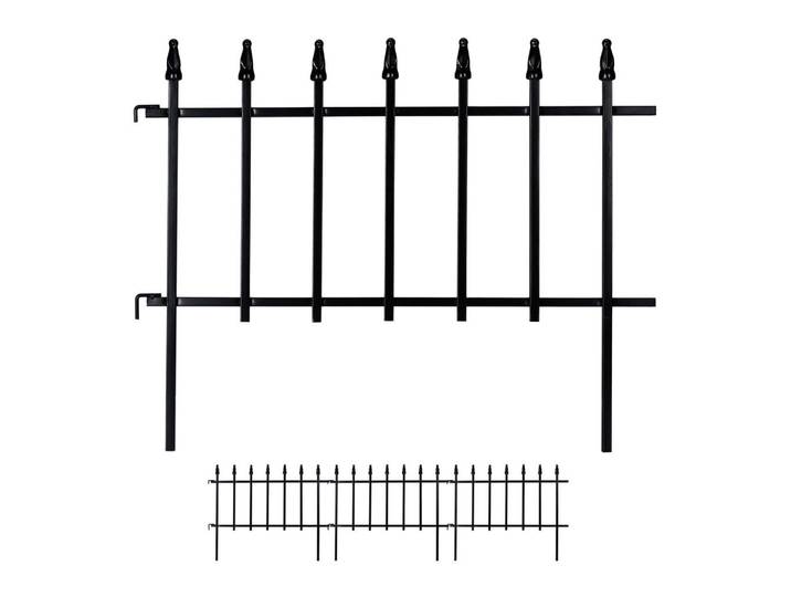 Relaxdays Beetzaun Schwarz 4-tlg. Metall 226 cm, 226x45.5x2.5 cm, Gartenzubehör, Gartenpflege