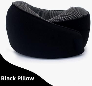 Uplifted Trends Premium Memory Foam Neck Support Pillow U Shaped Portable Travel Neck Pillow For Flights Cars & Office Naps black