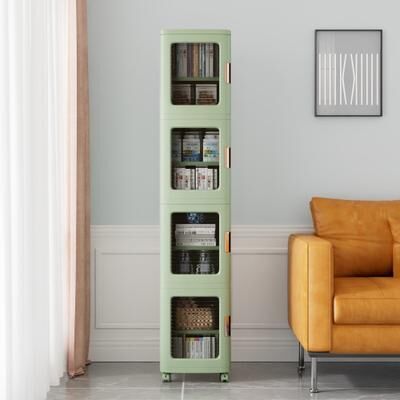 "Javlergo 65"" Narrow Tall Storage Bin 4 Tier Foldable Kitchen Storage Cabinet Organizer Freestanding Kitchen Pantry"