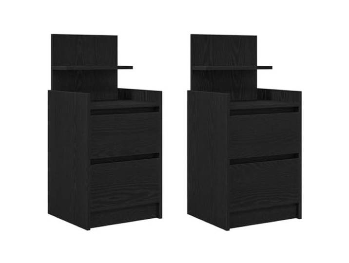 fsahslih Nachttisch 2er Set Schwarz 38x34x80 cm mit 2 Schubladen Kompakte Nachtkonsole fürs Schlafzimmer aus robustem Holzwerkstoff mit Kippschutz und hoher Belastbarkeit im 2er-Set