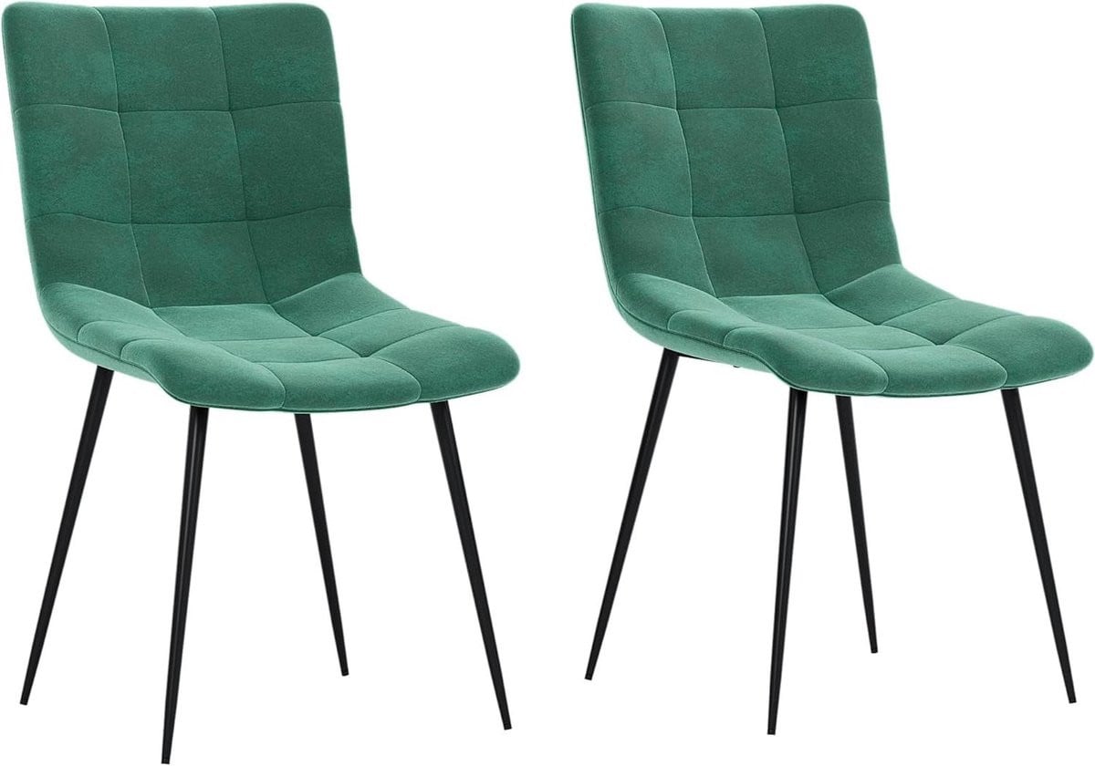 Comfortabele groene fluwelen eetkamerstoelen met zittingen