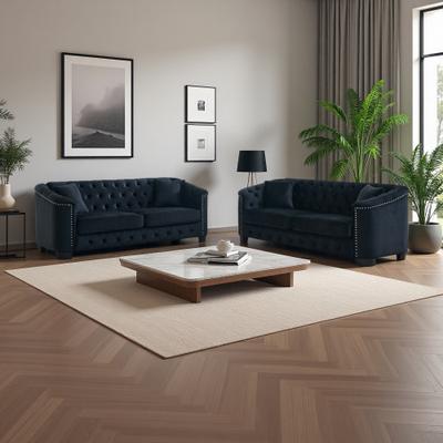 ZWYO HOSIMU Velvet 6-Piece Combination Sofa Set with Two 3-Seaters, Nailhead Trim and Removable Cushions