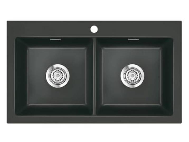 Systemceram Mera Twin Schiefer Keramikspüle Handbetätigung