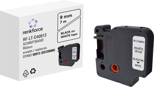 Renkforce RF-LT-D40913 Kompatibel ersetzt DYMO D1 - 40913 9mm Bandfarbe: Weiß Schriftfarbe: Schwarz 7m