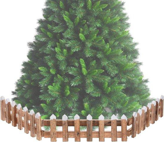 Houten Kerstboom Border Decoratie Hek in Natuurlijk Wit - Breedte: 90 cm