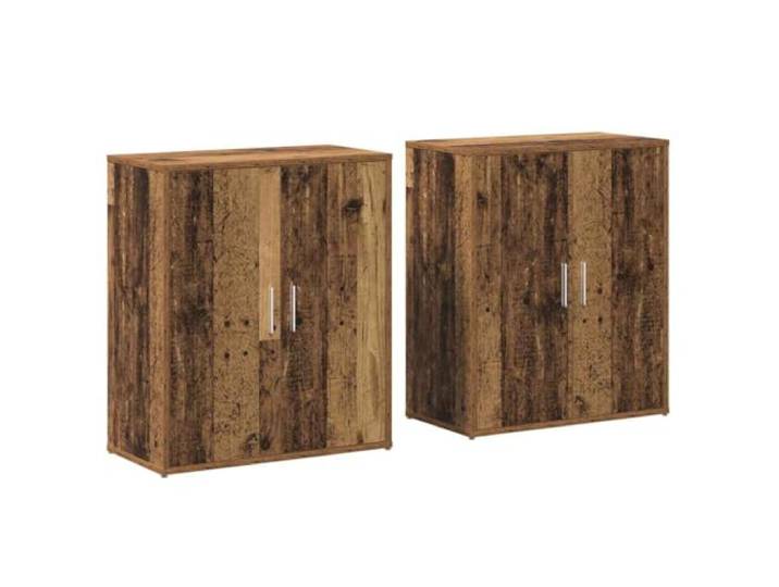 Fisinber Sideboard 2er Set Altholz 60x31x70 cm Holzwerkstoff Kommode Vielseitiger Anrichteschrank mit Türen für Wohnzimmer, Flur und Esszimmer. Bietet Ordnung und flexiblen Platz im Raum.