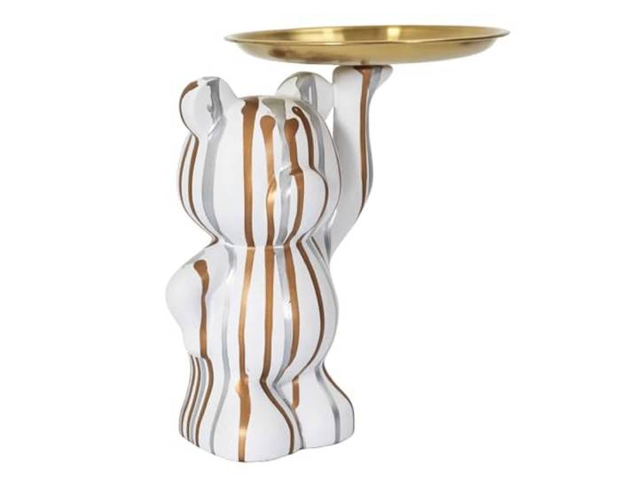 HOME DECO FACTORY, HD0152, Modern white decorative statue with empty pocket, elegant decorative object for storing keys and jewelry, glossy finish, ideal for all interiors, 20x15 cm, White