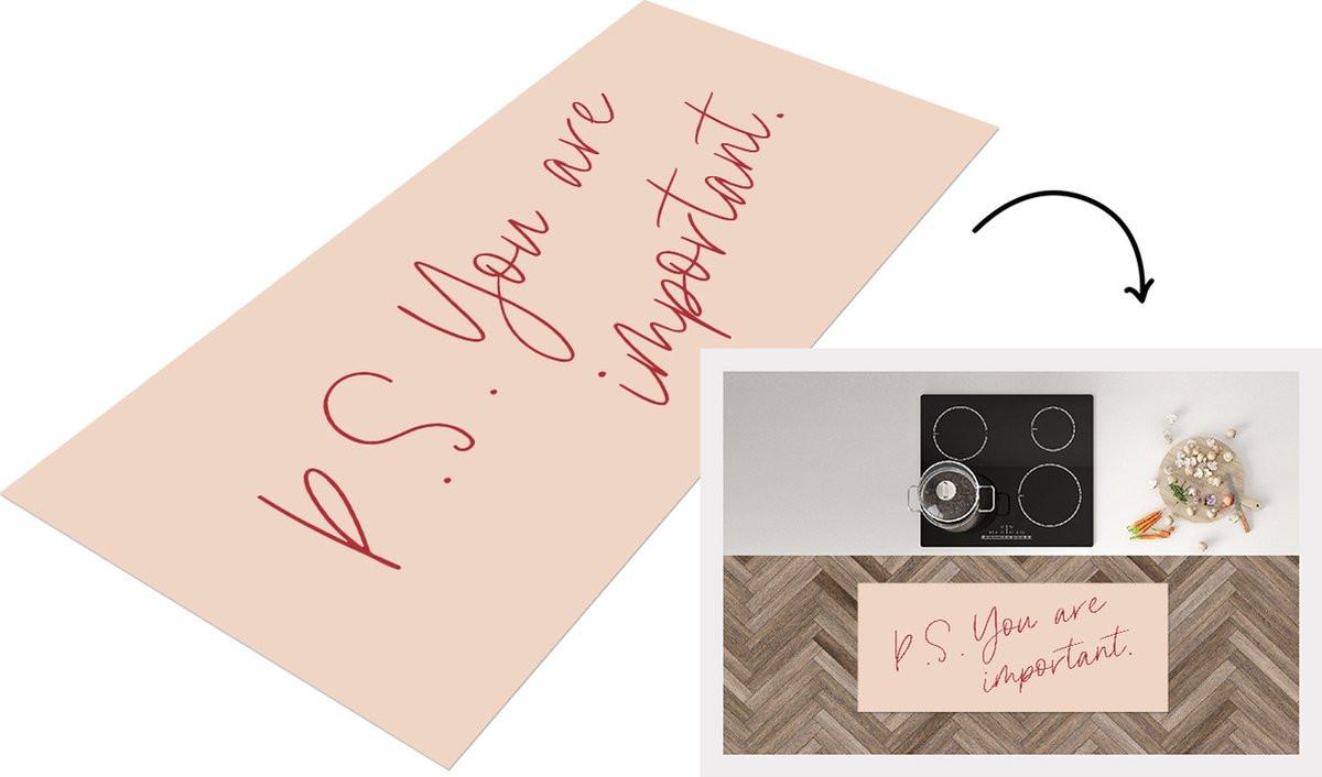 KitchenYeah Keukenloper Vinyl met tekst P.S. you are important B: 120 cm, D: 50 cm