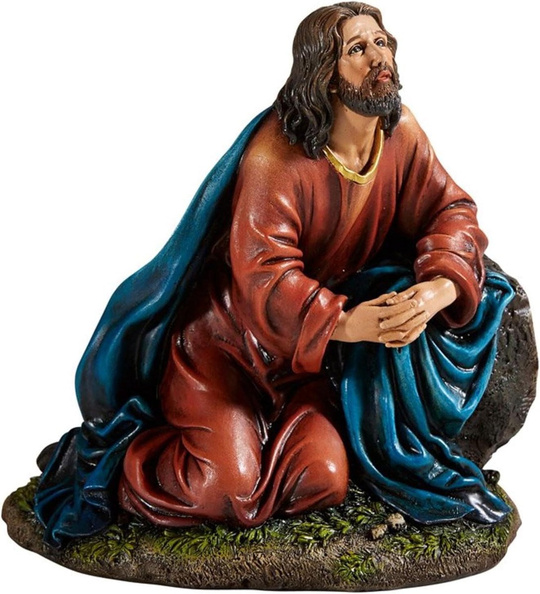Handgeschilderd Christus Beeldje - Multicolor Religieus Decoratiebeeld voor op tafel