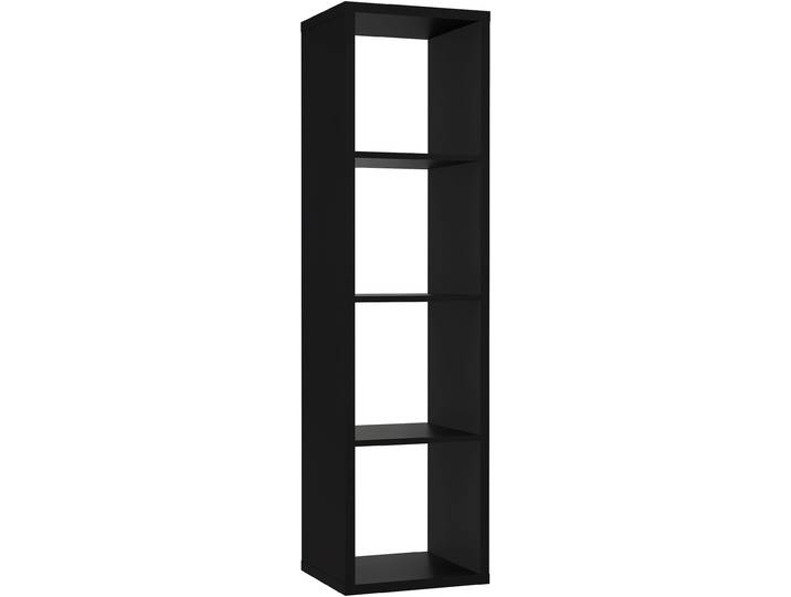 Standregal FORTE Mauro, FSC-zertifiziert , schwarz, B:38,2cm H:141,8cm T:32,9cm, Holzwerkstoff, Regale, Standregal, Fachgröße 33x33cm, 4 Fächer