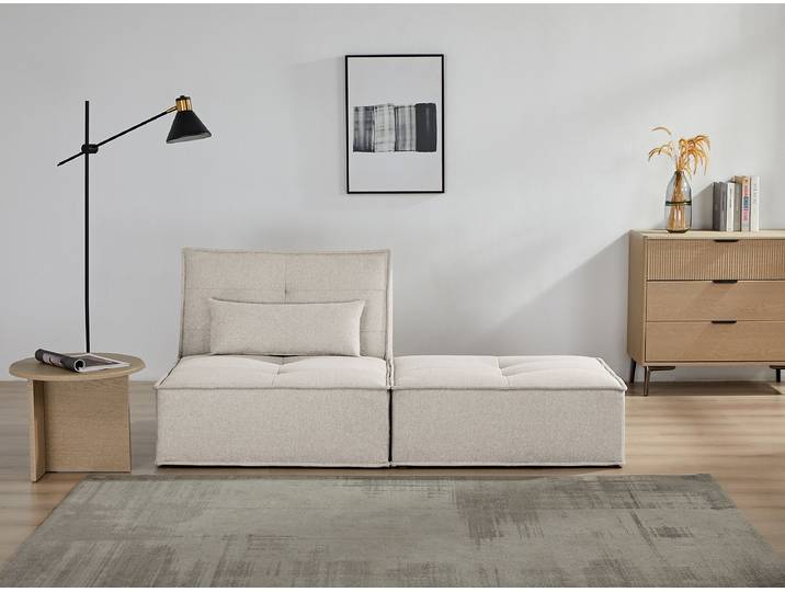 Schlafsessel mit Polsterhocker Grau Strukturstoff Macy 90 x 78 x 97cm