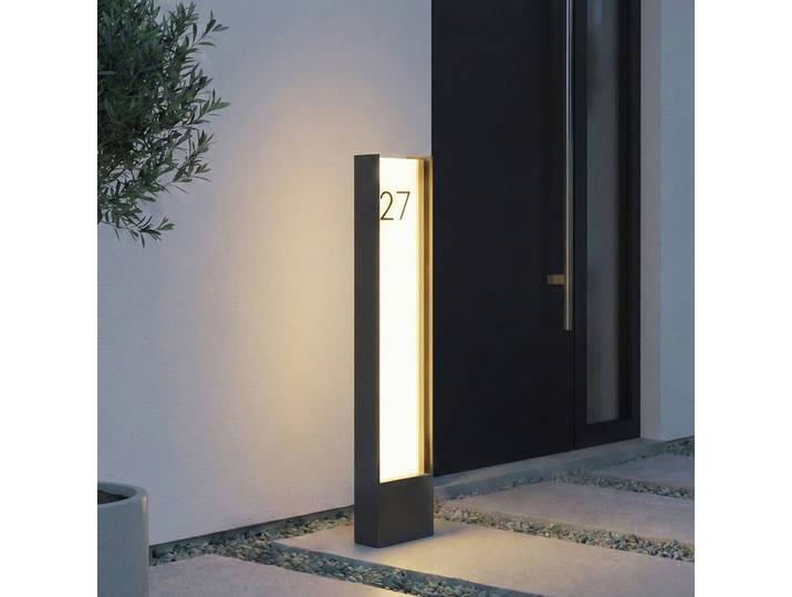 Selqa LED-Wegeleuchte, anthrazit, IP65, Hausnummer - Lindby - Terrasse - Modern - Metall - Eckig