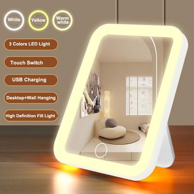 Fusion Finds LED Vanity Mirror With Touch Control, Light Modes & USB Rechargeable Portable Makeup Mirror white