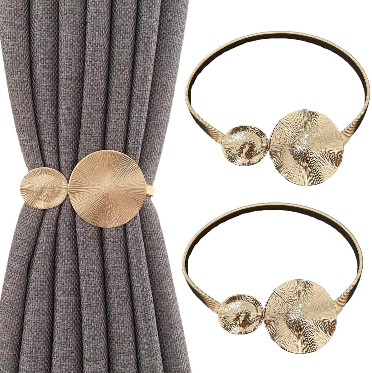 MTTProducts Gordijnhouders - Set van 2 Gouden Metalen Gordijnaccessoires met Lotus Blad Design
