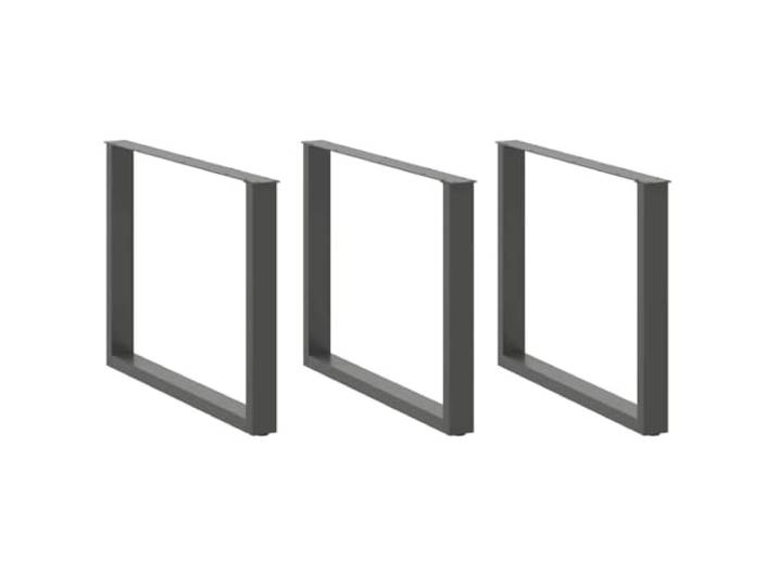 HGDFWRQW Tischkufen U-Form 3er Set Esstischbeine Anthrazit 100x73 cm U-Gestell Tischkufen für Esszimmer und Arbeitszimmer mit Bodenschonern für festen Stand bei individuellen Projekten.