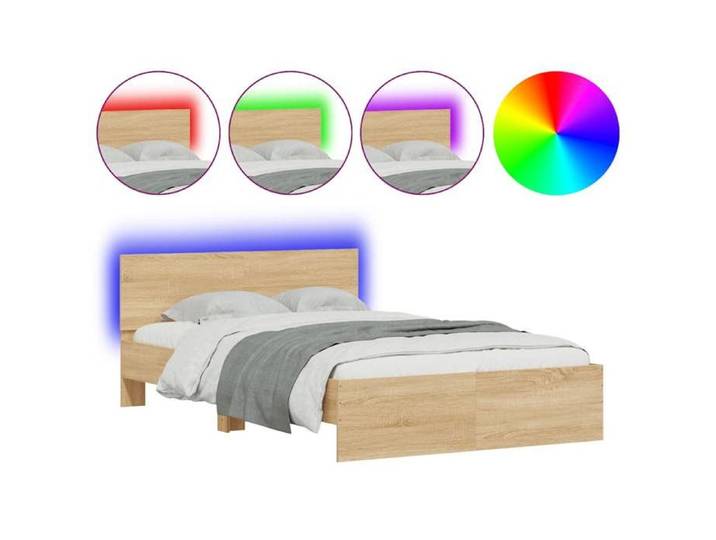 ESTINK® Structure de lit adulte/enfant - avec tête de lit - et LED chêne sonoma 120x190 cm - @7659@