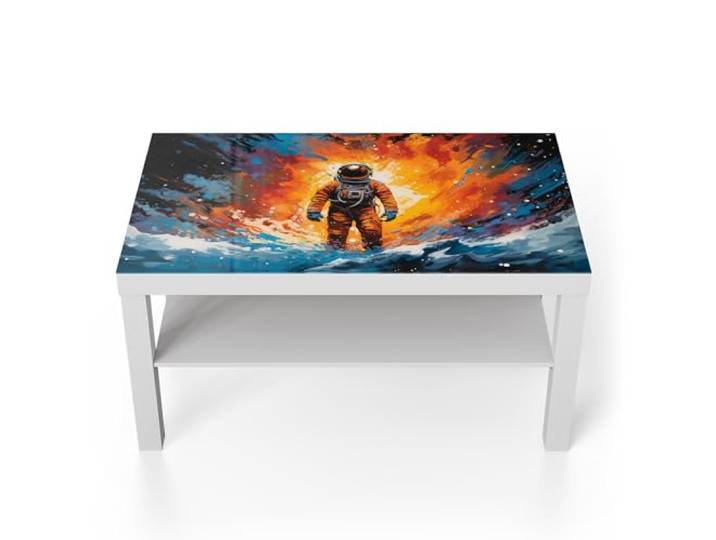 DEQORI Glastisch weiß groß 90x50 cm Motiv Kosmischer Traum ausgefallener Beistelltisch aus Glas Hochglanz Couchtisch fürs Wohnzimmer moderner Couch Tisch mit Design