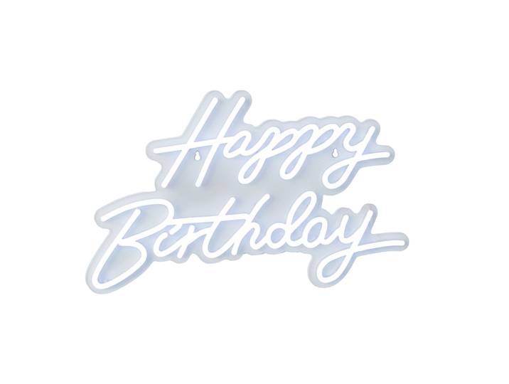 LED Schild Happy Birthday Weiss