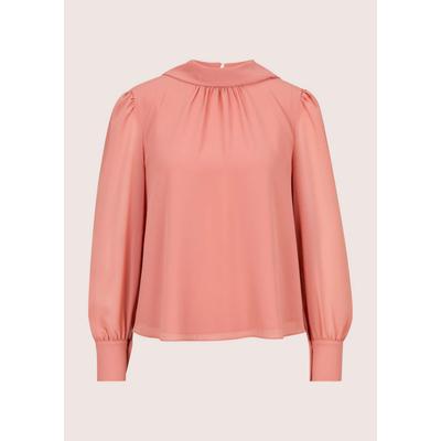 Langarmbluse MADELEINE "Bluse Chiffonbluse mit Schluppenband", Damen, Gr. 42, blassrosa, Blusen