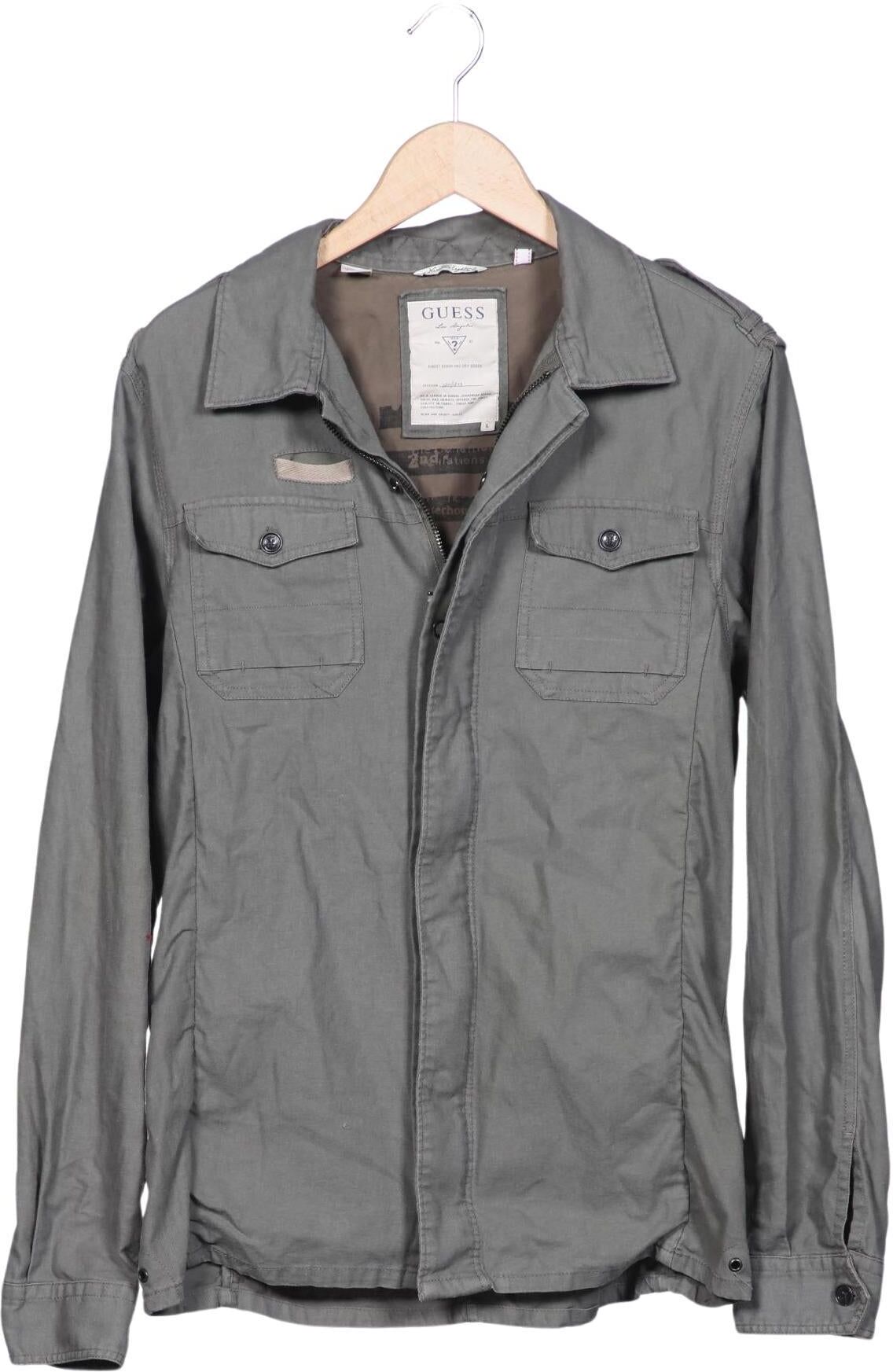 Guess Herren Jacke, Grau, Gr. L, Baumwolle - Second Hand