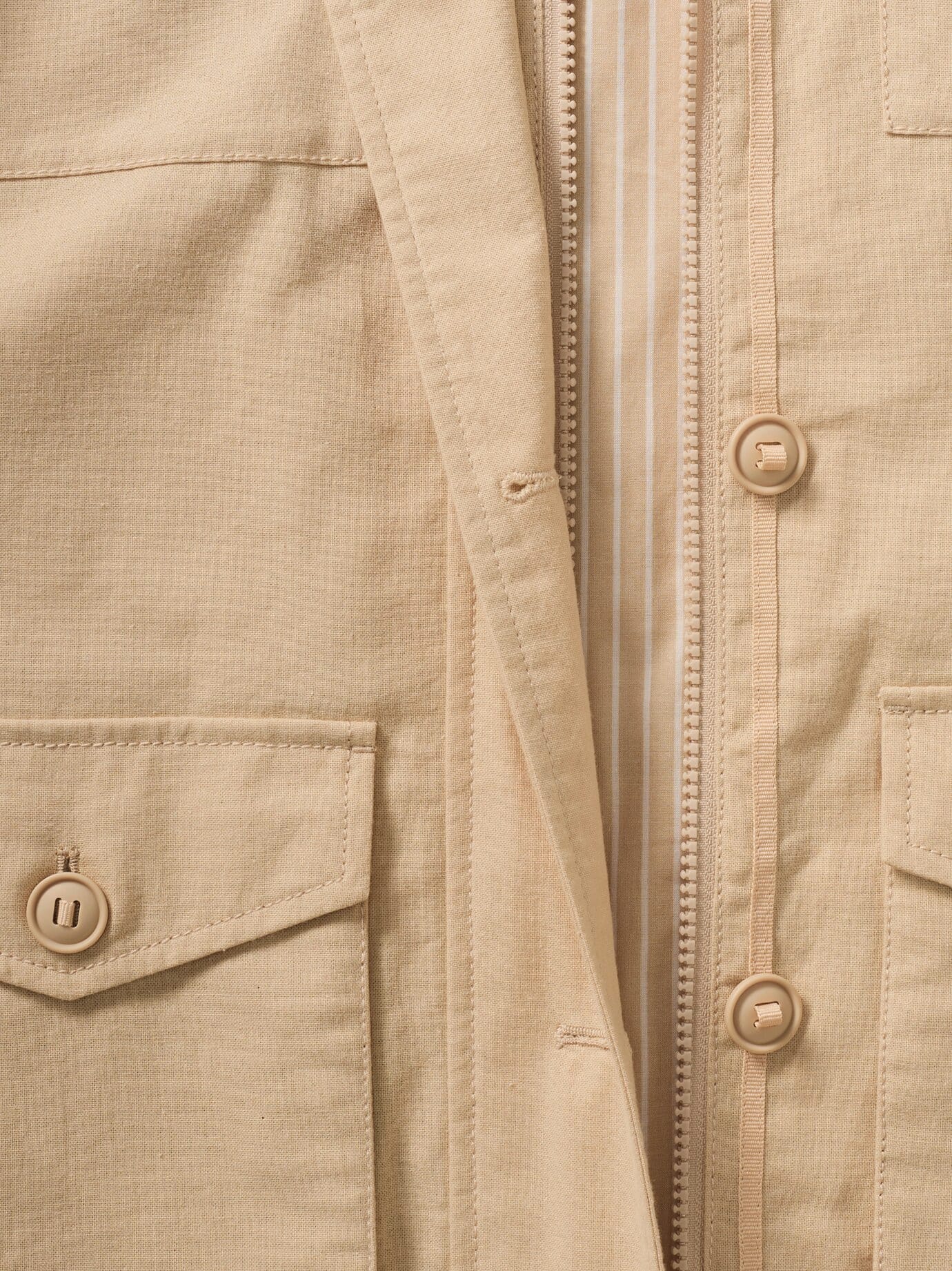 Walbusch Cotton Fieldjacket, normale Größen#Kurzgrößen, Farbe Beige, 22, moderner Cargo-Stil atmungsaktiver Baumwoll-Leinenmix Damen