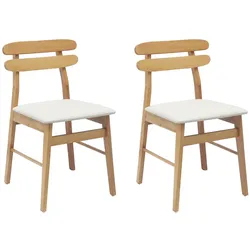 vidaXL Esszimmerstuhl 2 pcs Natürlich und hell Massives Gummiholz