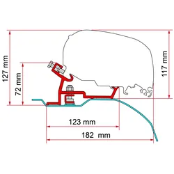 Fiamma Kit Fiat Ducato / Citroën Jumper / Peugeot Boxer - H2 L2/L3 ab 2006 Markisenadapter für Fiamma F80/F65 schwarz