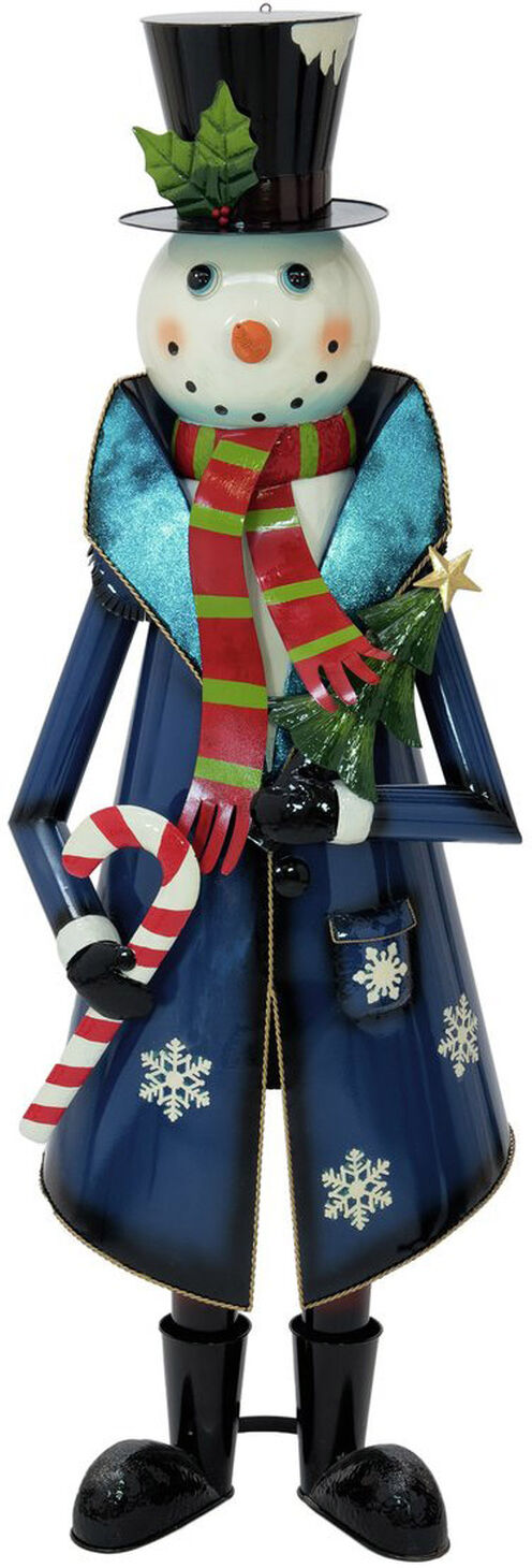 Europalms Schneemann Mit Mantel, Metall, 150cm, Blau