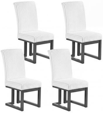 Costway Upholstered Dining Chairs Set of 4 with Rubber Wood Legs and Padded Seat for Dining Room-White