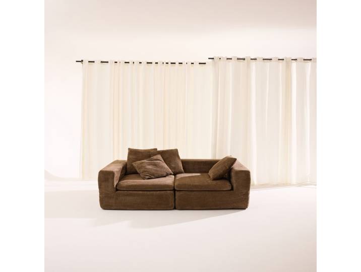 Canapé compressé modulable tissu chenille 3 places marron