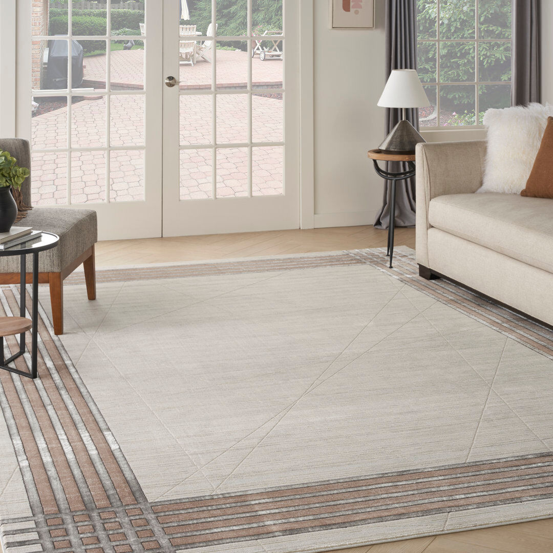 Ebern Designs Mahim Area Rug Ivory/Silver Rectangle 239 x 300cm