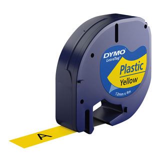 Dymo LabelWriter LetraTag Kunststoff Etiketten - 12 mm x 4 m - Schwarz auf Gelb