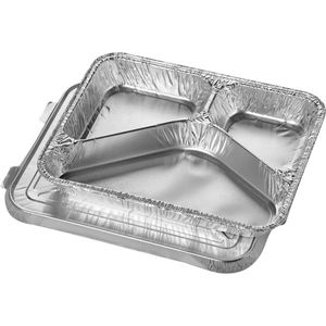 Papstar Aluschalen 14507, mit Deckel, 0,76l, Menüschale, eckig, 22,5 x 17,7 x 3cm, 50 Stück