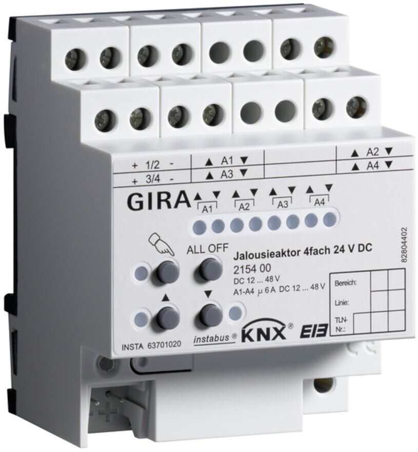 Gira Jalousieaktor 4fach 24VDC KNX/EIB REG 215400)