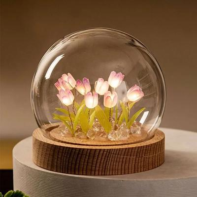 Uplift Essentials Handmade Blooming Tulip Glow Bedside Lamp purple 10pcs
