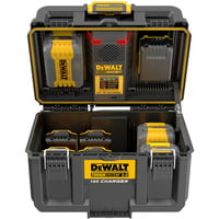 ToughSystem 2.0 Charger Box DWST83471, Ladestation schwarz, Gleichzeitiges Laden von 2 18Volt XR / 54Volt FLEXVOLT Akkus