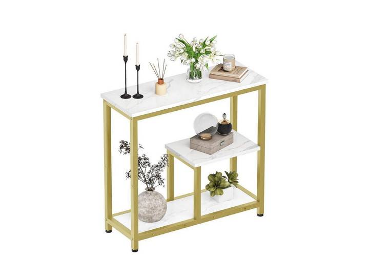 LuxusKollektion Konsolentisch Konsolentisch Marmoroptik Weiß Gold 3 Ebenen (1-St)
