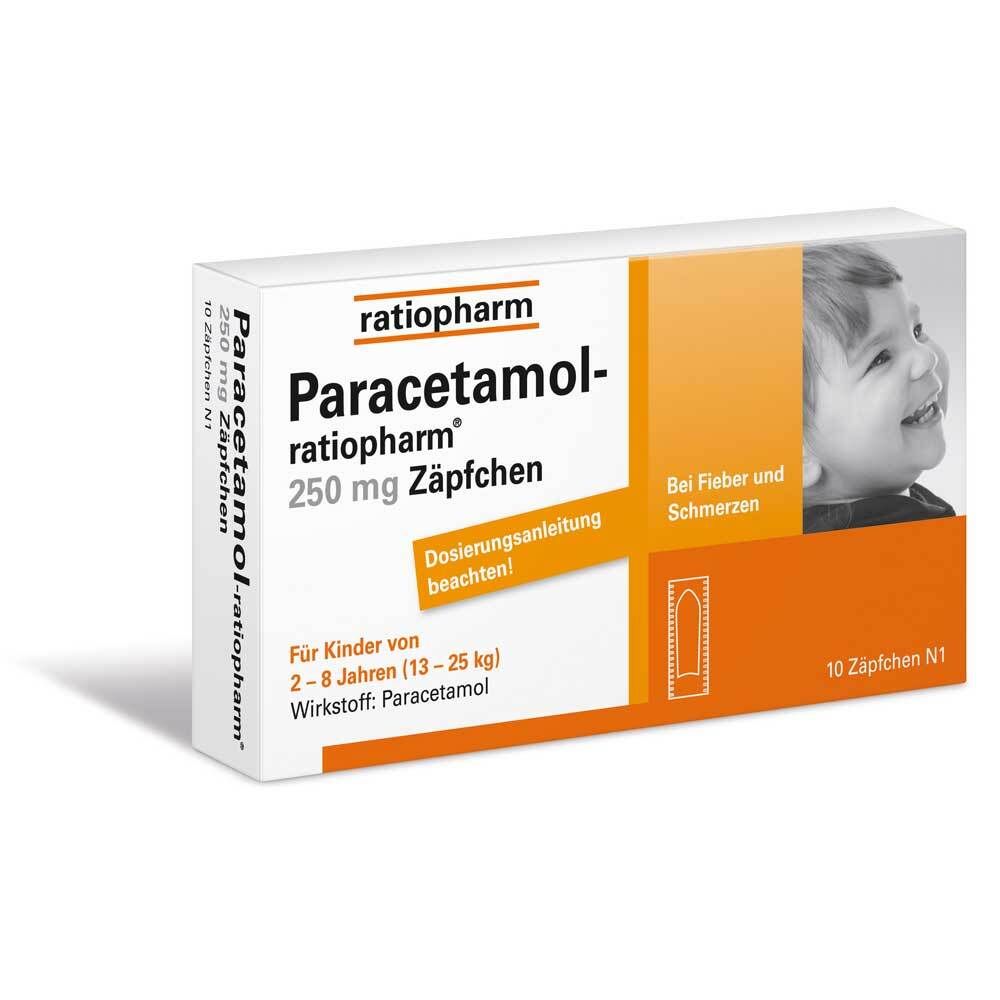 PARACETAMOL-ratiopharm 250 mg Zäpfchen 10 St Kleinkinder-Suppositorien