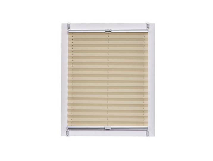 Sunlines Plissee Made in Germany, Tageslicht, Crepes Uni Klemmfix, Silbergraue Schiene, Stoff, Sand, 50 x 150cm