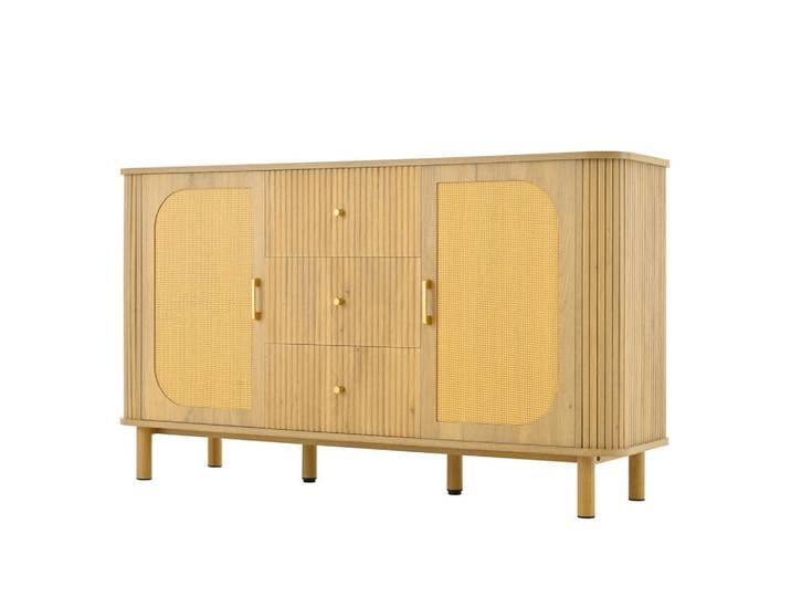 Modfu Kommode aus MDF 140x40x80cm in Natur mit Schubladen, Naturfarben, 140x80x40 cm, Kleinmöbel, Kommoden, Kommoden