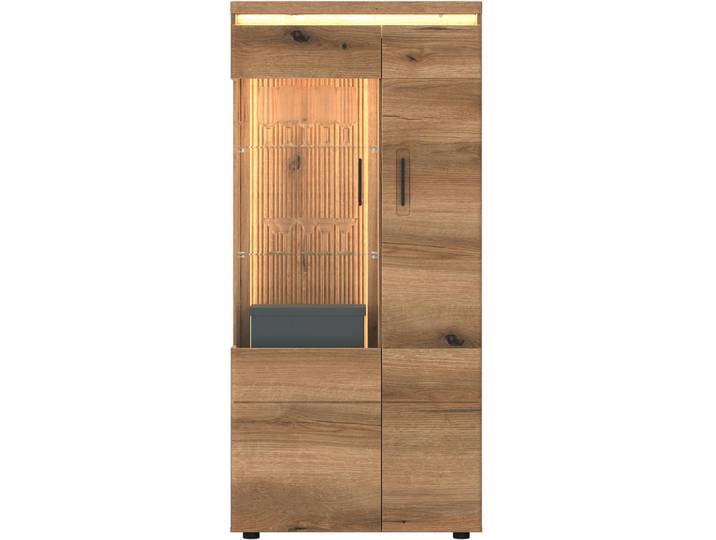 Livetastic Vitrine, Eichefarben, Kunststoff, 5 Fächer, 75x159.5x35.6 cm, Esszimmer, Vitrinen, Vitrinenschränke