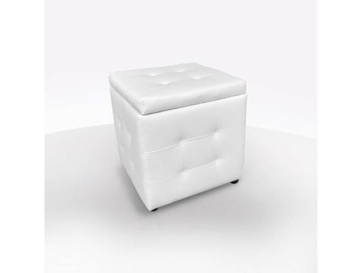 Pouf-Behälter aus Kunstleder, Farbe weiß, 45 x 47 x 45 cm